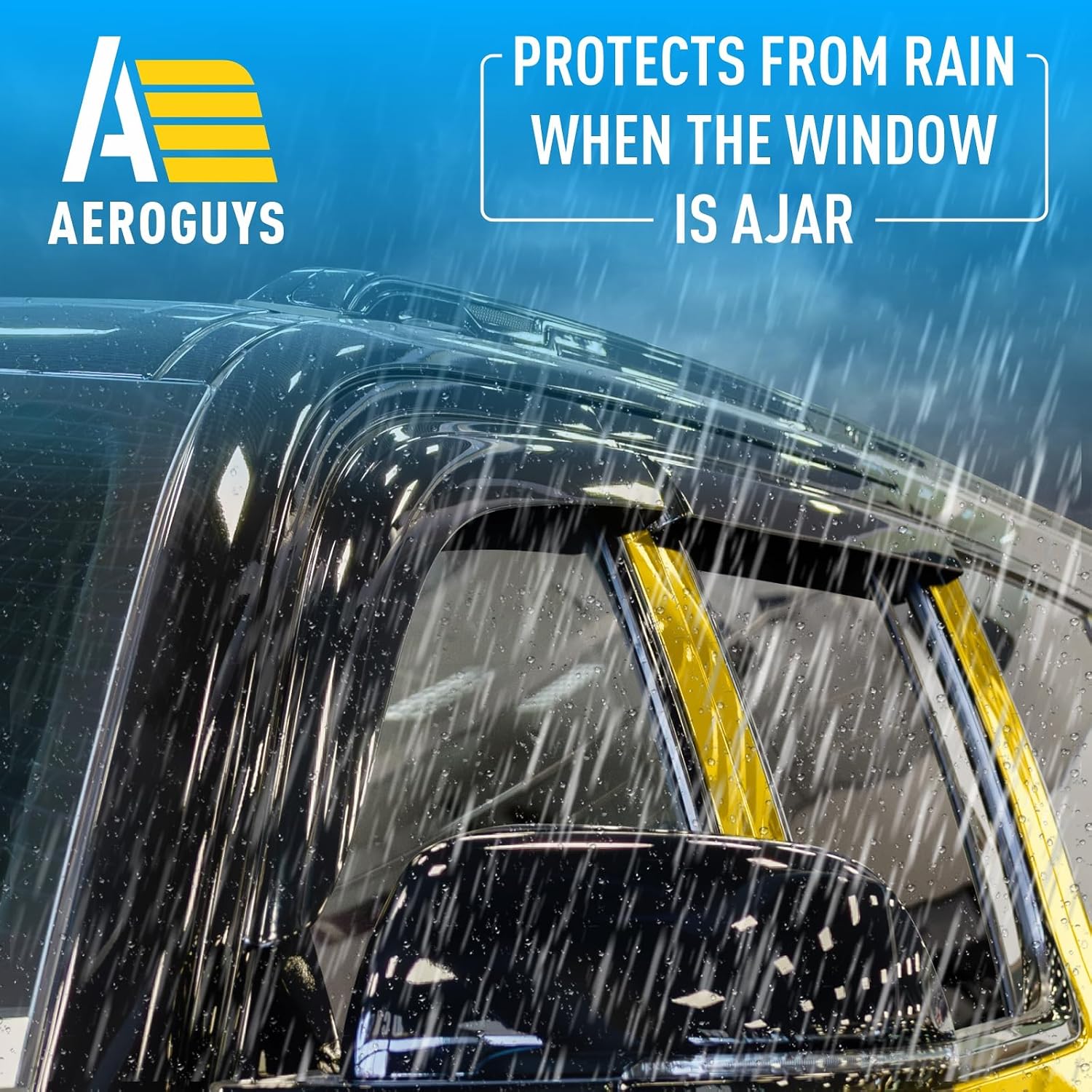 Extra Durable Window Deflectors Tape-On Window Visors Rain Guards Fit for Jeep Grand Wagoneer L 2023-2026, Sun Visors, Wind Vent for Shades, Exterior Car Accessories - 4pcs. AG0639
