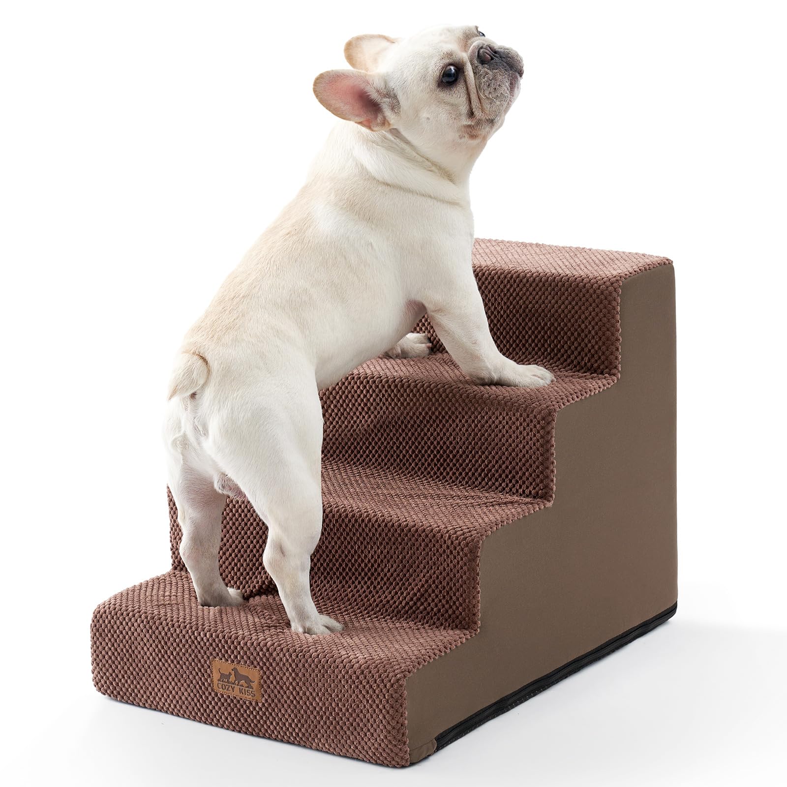 COZY KISS Hundetreppe für Kleine Hunde, 5 Stufen Breiter Haustiertreppe für Bett Couch Auto