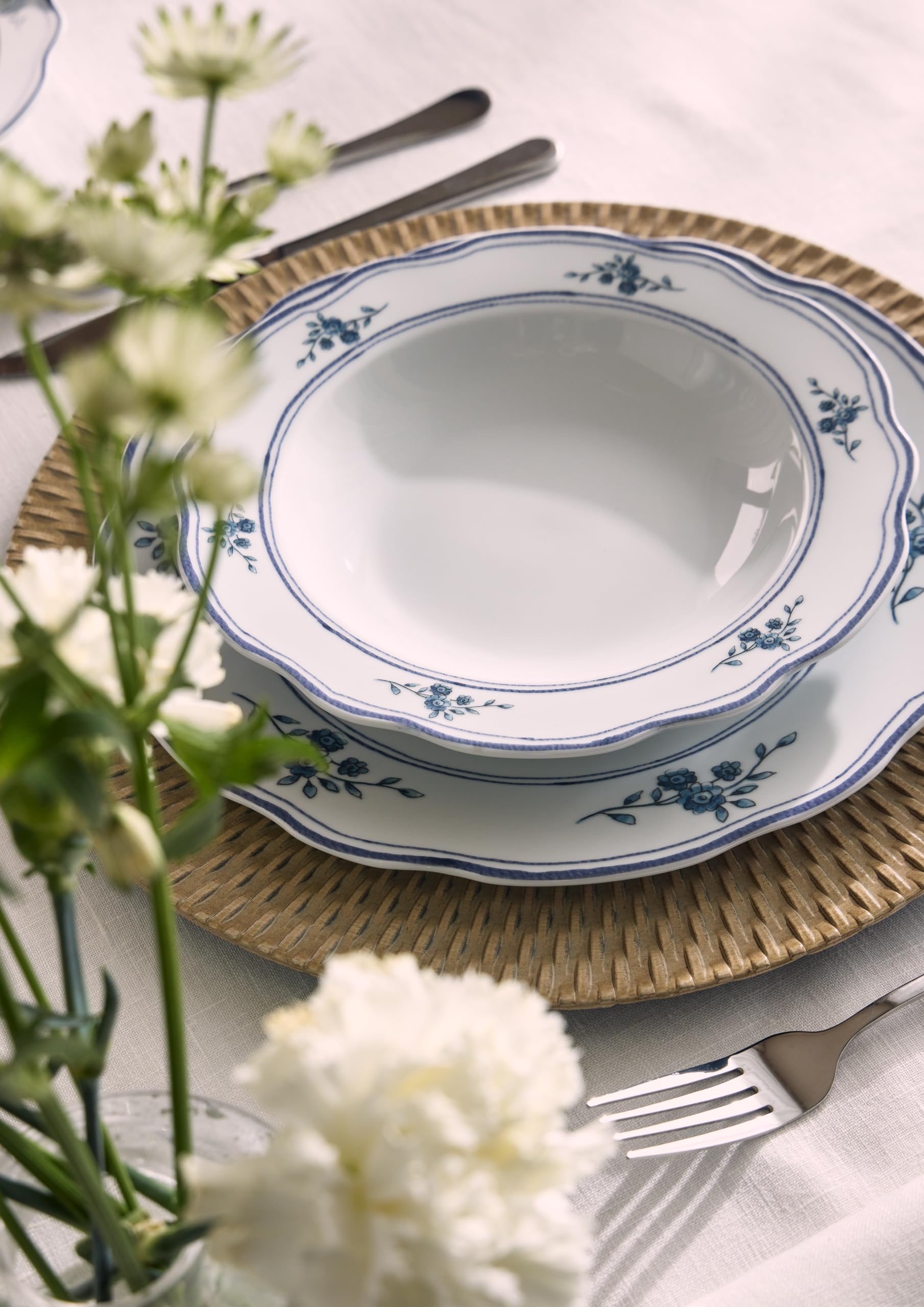 Tognana Heritage Florals, Servizio piatti per 6 persone 18 pezzi, Porcellana, Blu