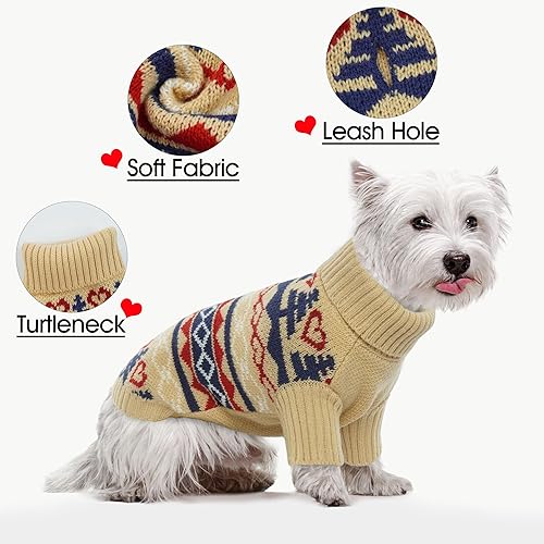 Miniatura 8 de PUMYPOREITY Suéter clásico a cuadros para perro con agujero para correa, cálido y elástico para perros pequeños y medianos, suéter de punto jacquard