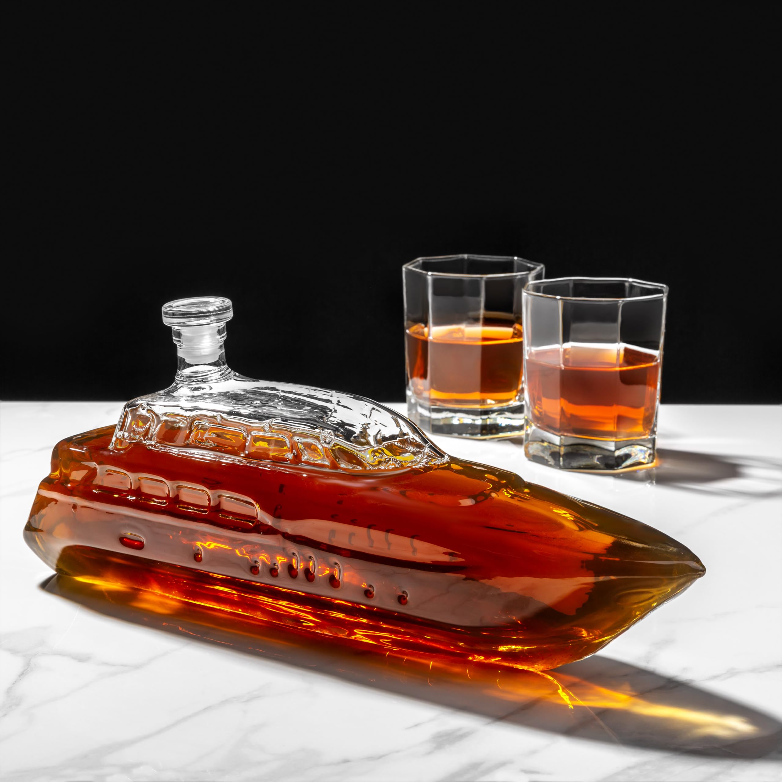 Froster Carafe Yacht, Carafe Whisky 1000 ml, Bateau à Moteur Decanter, Cadeau 40 ans Homme, un Amateur de Whisky