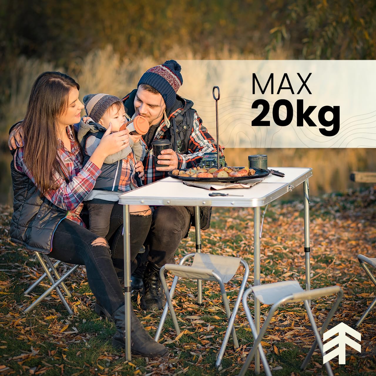 Table Plateau Mdf Noir Table De Camping Pliante Aluminium 80x80x70 Cm - Légère Avec Poignée Transport - Idéale Pique-nique Table Pliable Jardin Pique-nique