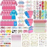 Toulite 10-Set Spa Party Supplies Kit: Satin Robes, Slippers, Nail Salon Favors for Sleepover Birthday Slumber Parties