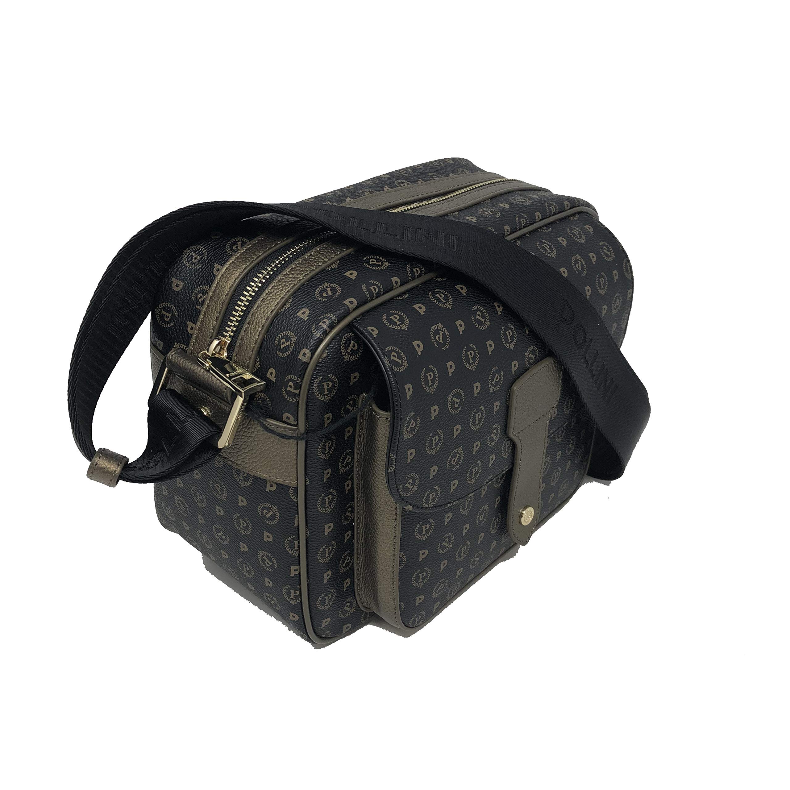 Pollini Borsa a tracolla Heritage Donna Pvc + Pelle Vit. (Nero/Bronzo)