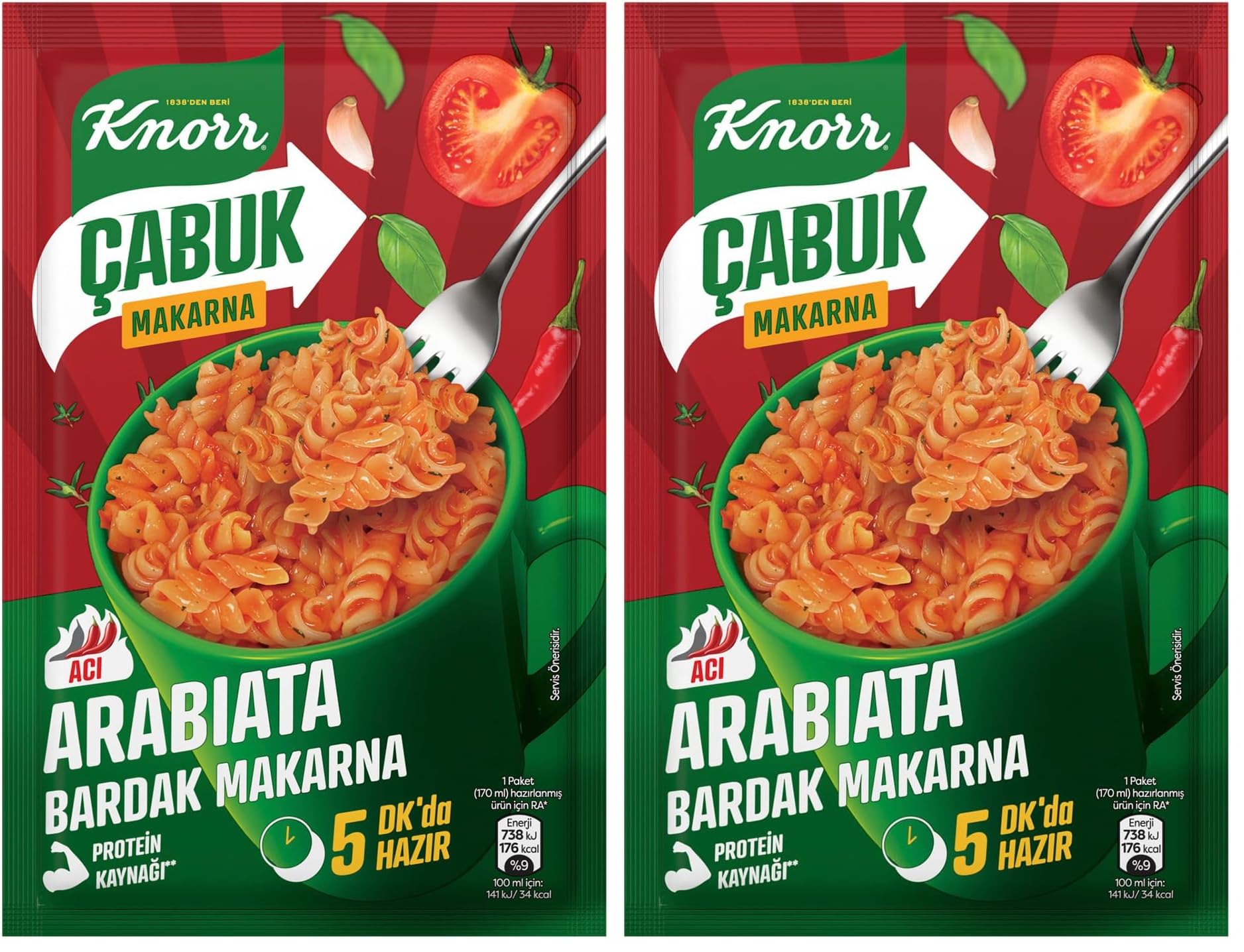Knorr Çabuk Makarna Arabiata Bardak Makarna 48 Gram (2 paketi)