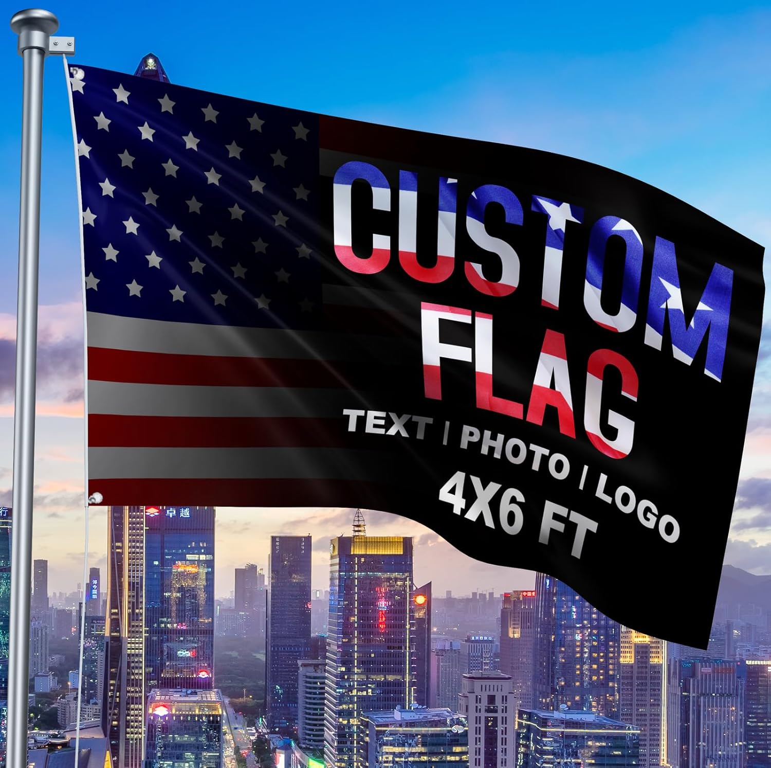 Custom Flag 4x6 FT Double Sided Print Outdoor -Personalized Flags for Outside Design Your Own Photo/Logo/Picture/Text - Customized Gifts Indoor Outdoor Decoration