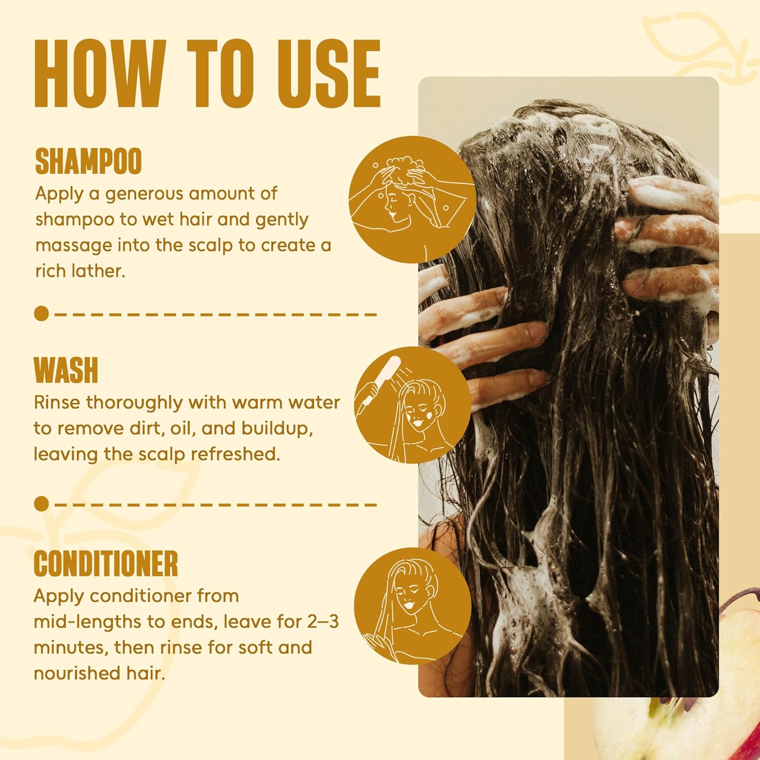 Apple Cider Vinegar Shampoo and Conditioner Set | 16 fl oz Each | with Batana Oil, Biotin & Tea Tree | Clarifying, Detoxifying & Moisturizing Formula | Promotes Hair Growth & Shine - Image 5