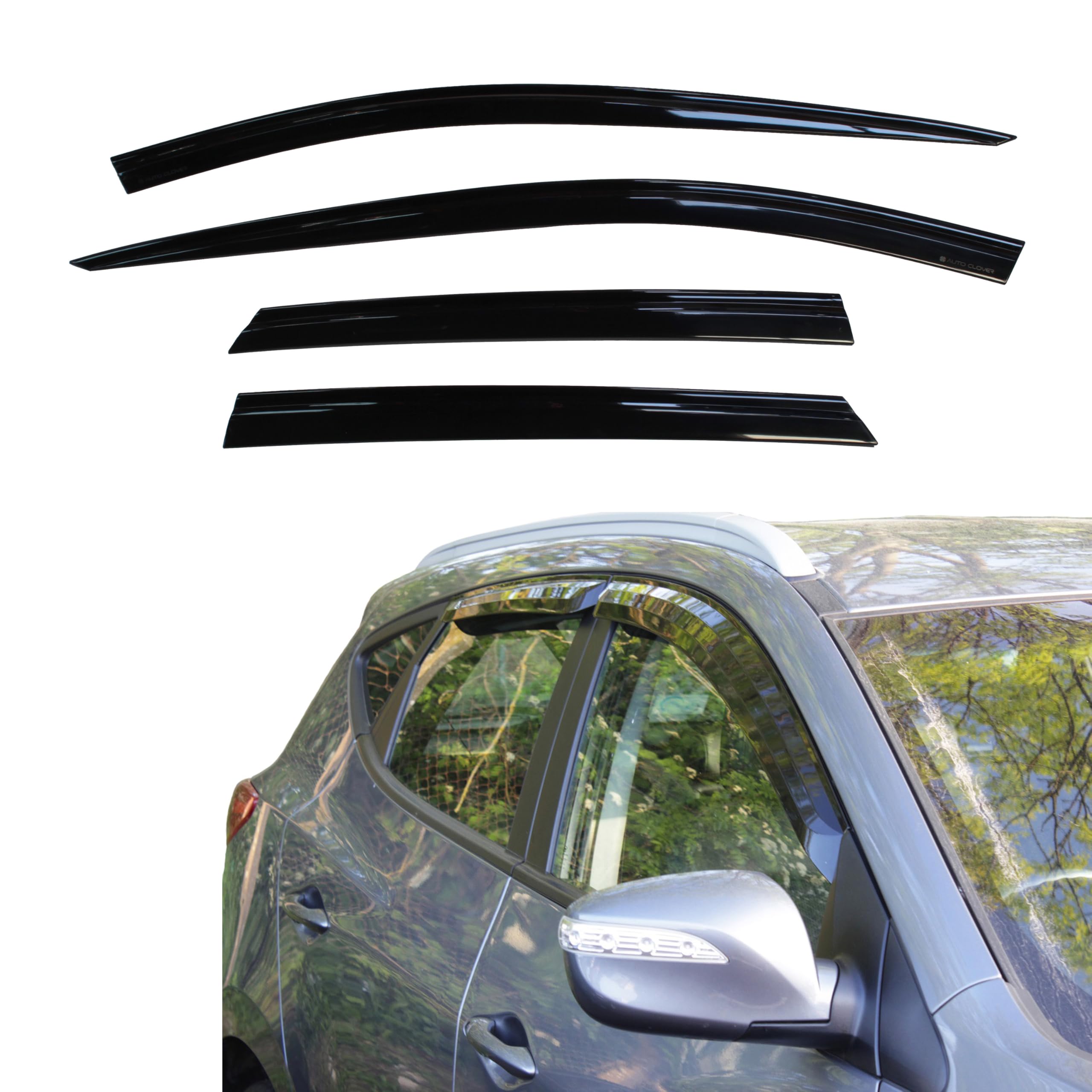 Autoclover - Deflettori frangivento per Hyundai IX35 2010 – 2015 (4 pezzi) (colore grigio fumo)
