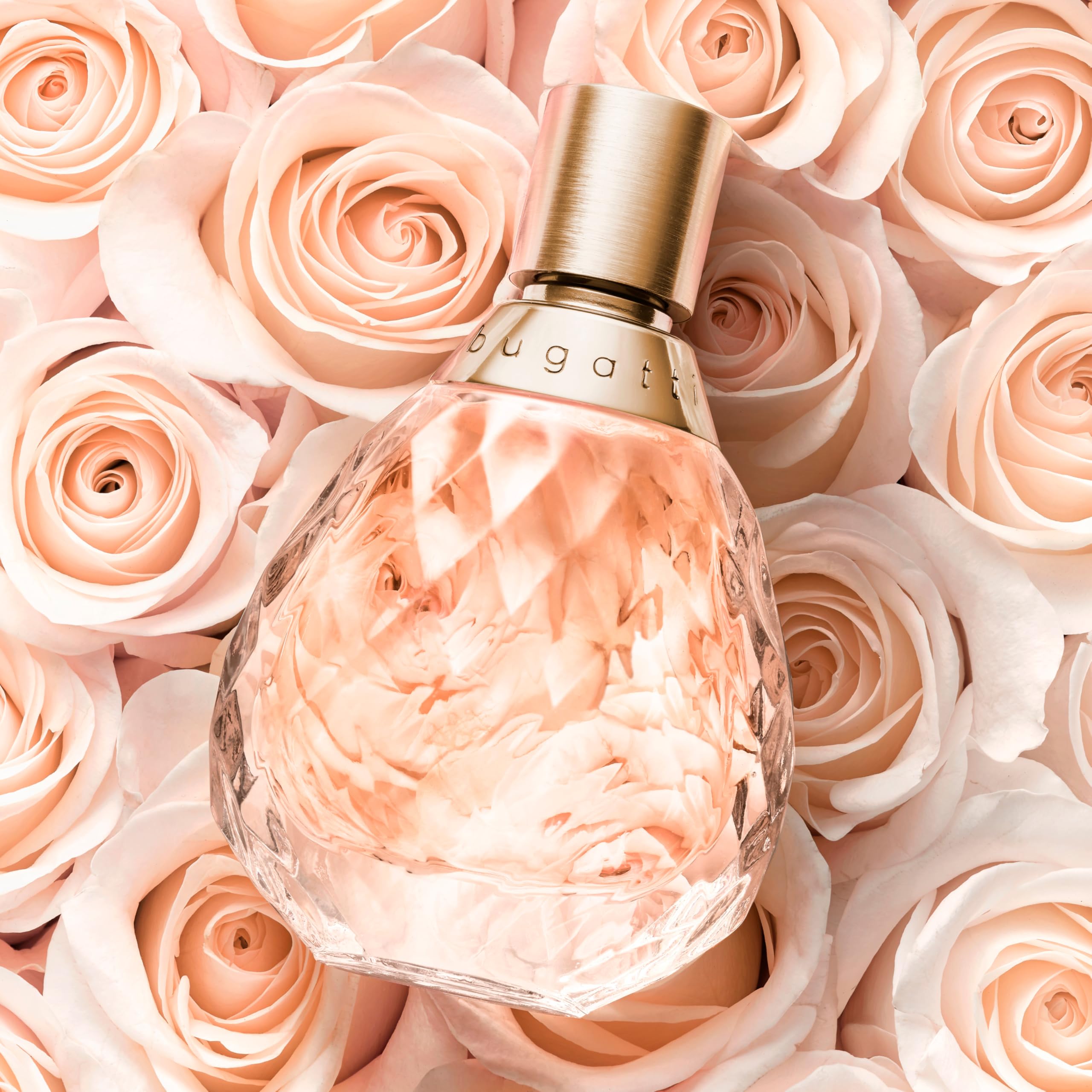 bugatti Felicità Apricot EDP - Profumo da donna 60 ml, fragranza fruttata floreale in bottiglia di vetro, sfumature estive di albicocca, litchi, ibisco, vaniglia e muschio I Eau de Parfum