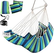 Chihee Hanging Seats Hammock Swing Hanging Footstool Cushions Hanging Strap Carabiner Included Metal Spreader Bar Folding Soft Cotton Woven Side Pocket