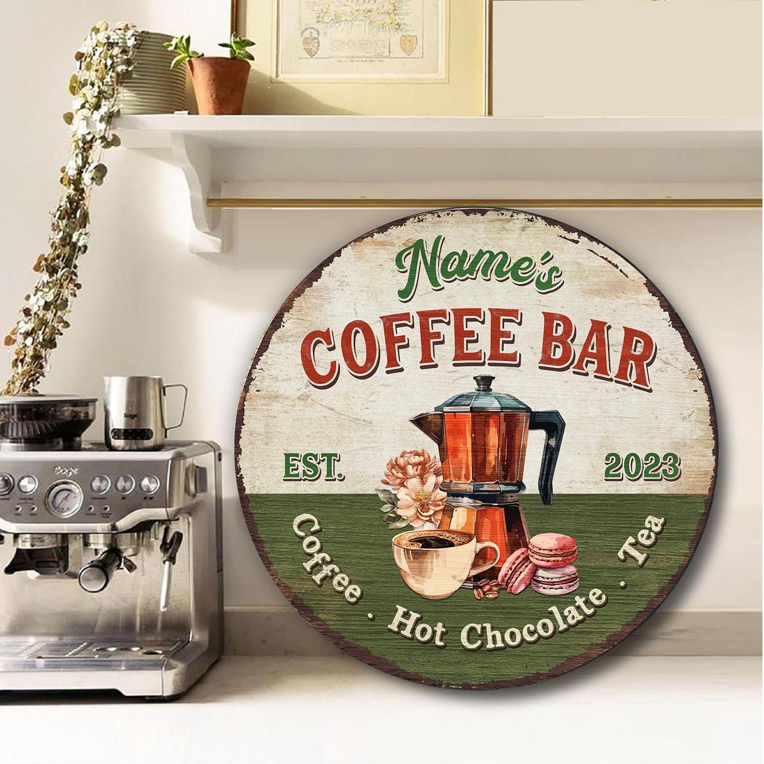 Artsy Woodsy Custom Coffee Bar Wood Sign, Kitchen Decor Wall Plaque, Personalized Gifts for Coffee Lovers, Espresso Cappuccino Latte & Tea Bar