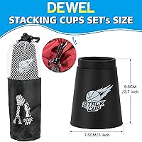 Vista 2 de DEWEL Quick Stacks Cups, 12 piezas de juego de entrenamiento de velocidad de vasos apilables para deportes (negro-nuevo)