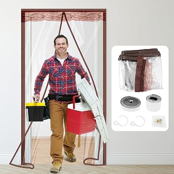 Dust Barrier, Plastic Zipper Magnetic Door Dust Protection Kit, Construction Door Cover with Zipper for Kitchen, Bathroom, Hallway Remodel, House Renovations, Fit Standard Doorway 4W x 7.5H