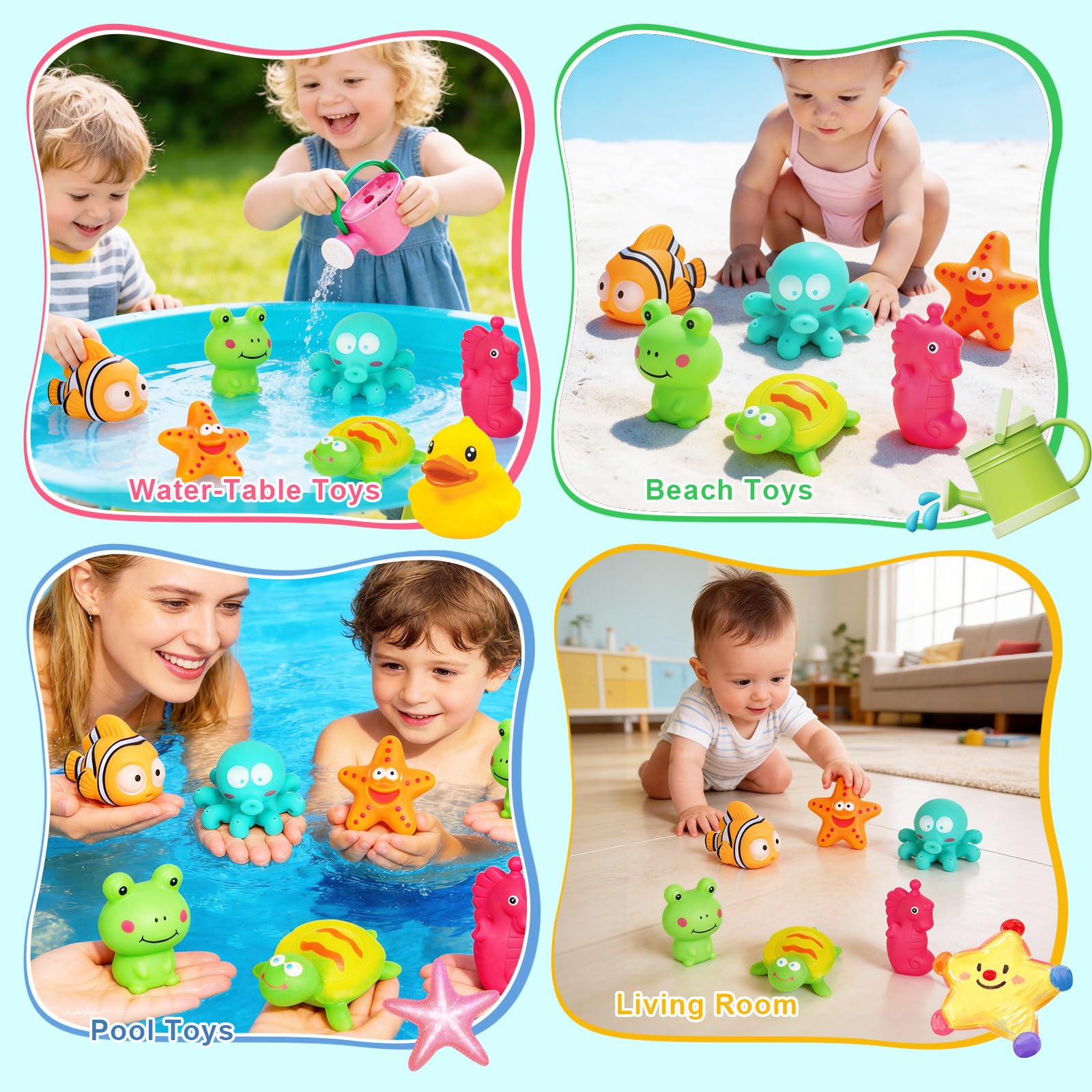 No Hole Mould Free Baby Bath Toys for 1+ Year Old 6Pack Toddler Bath Toys for Babies, Sea Animal Swimming Pool Toy Kids Water Play Toy for Boys Girls — view 6