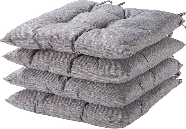 HAMO Seat Pads for Dining Chairs, 40x40 cm Adjustable Kitchen Chair Cushions with Ties (Grey, Set of 4)