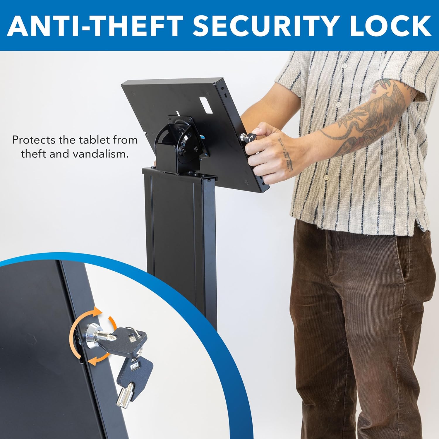 Anti-theft security lock on tablet enclosure