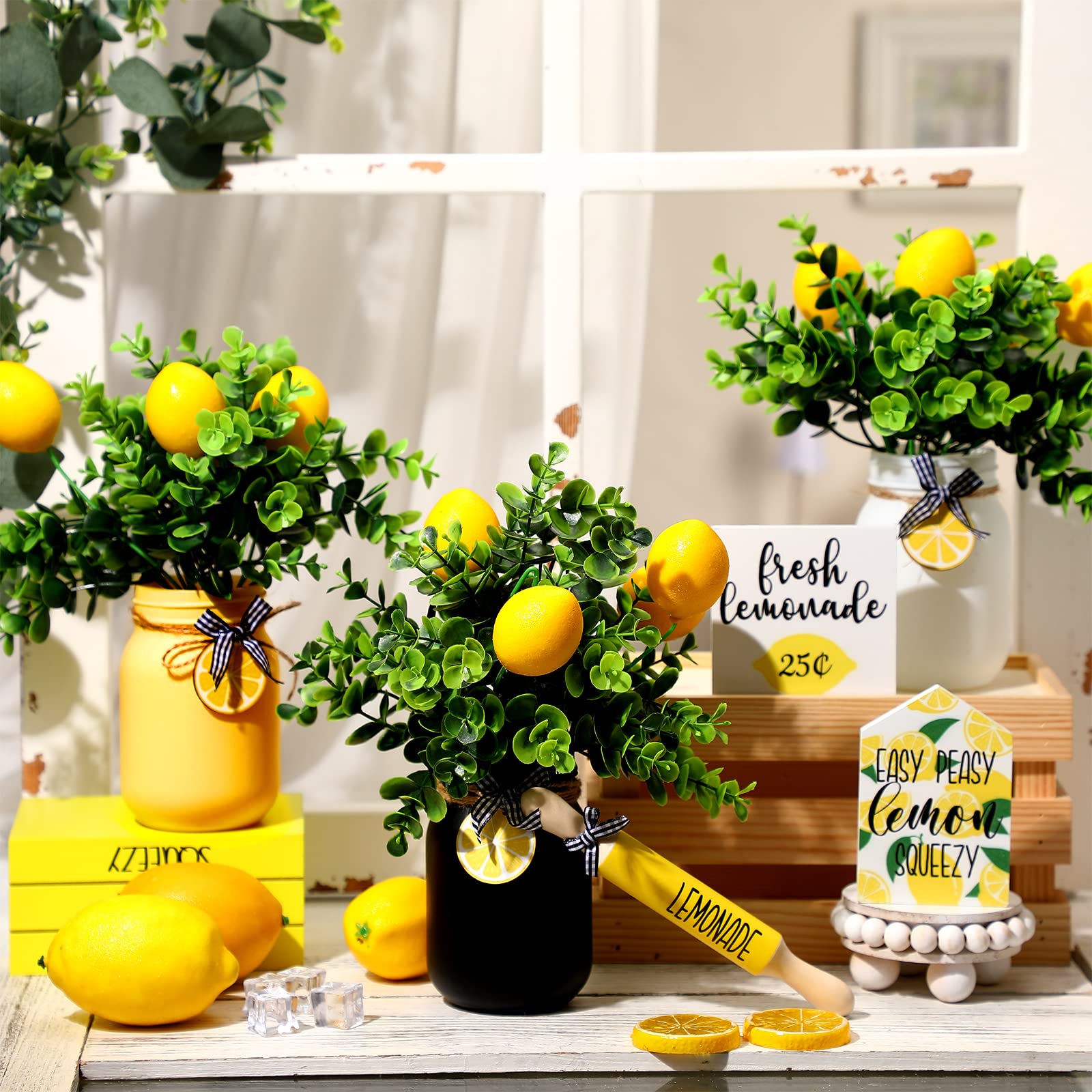Amazon.com: Jexine 12 Pcs Lemon Mason Jar Centerpieces for Table