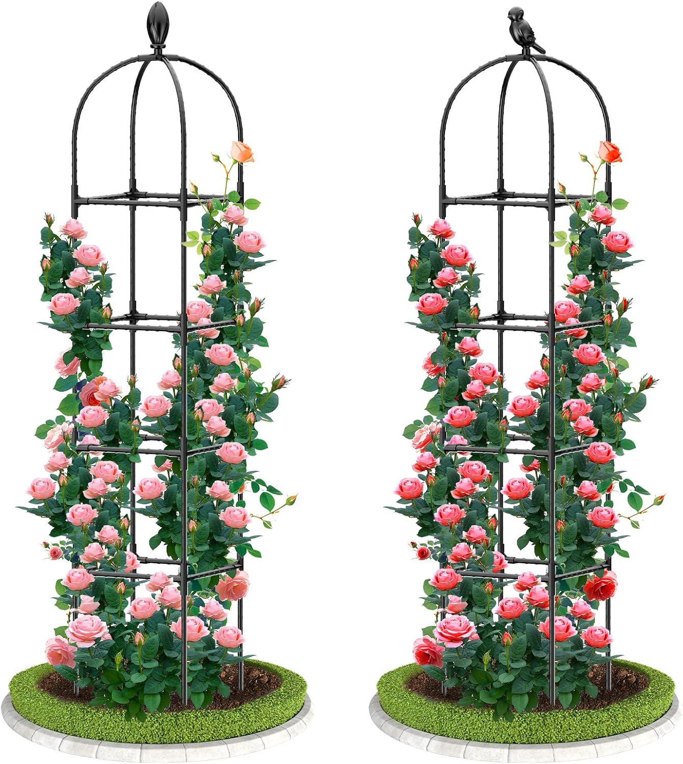 Laodier 2 Pack 70" Garden Obelisk Trellis - Rustproof Metal Plant Support for Climbing Vines, Roses, Indoor Outdoor Black
