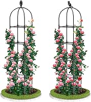 Laodier 2 Pack 70" Garden Obelisk Trellis - Rustproof Metal Plant Support for Climbing Vines, Roses, Indoor Outdoor Black