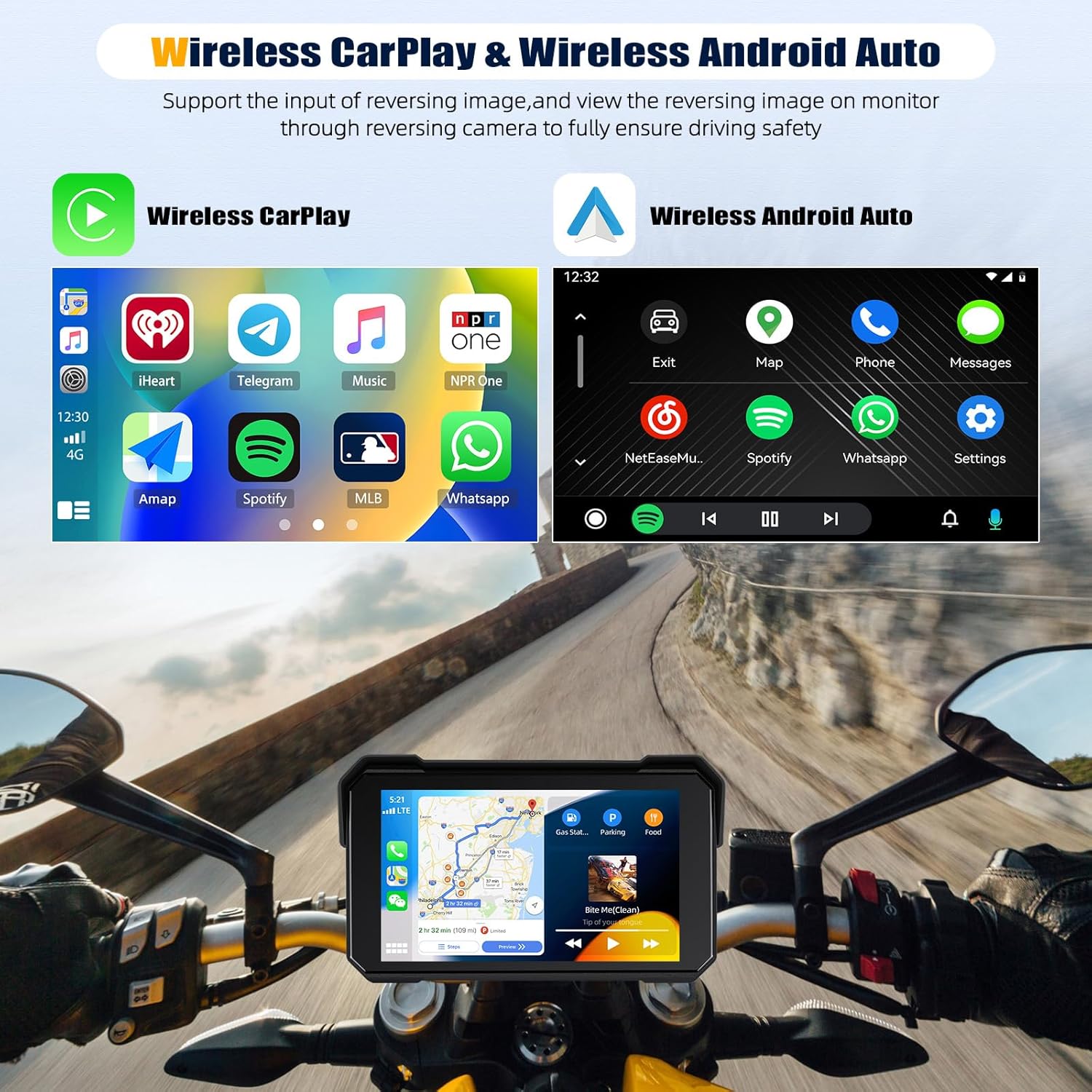 CarPlay para motocicleta GOHHDL 5 pulgadas IP68