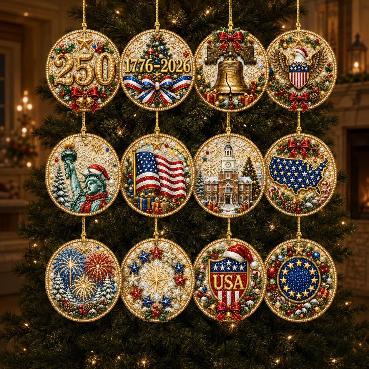12 Pack Diamond Art Christmas Baubles, DIY Pearl Diamond Art Kits (#O)