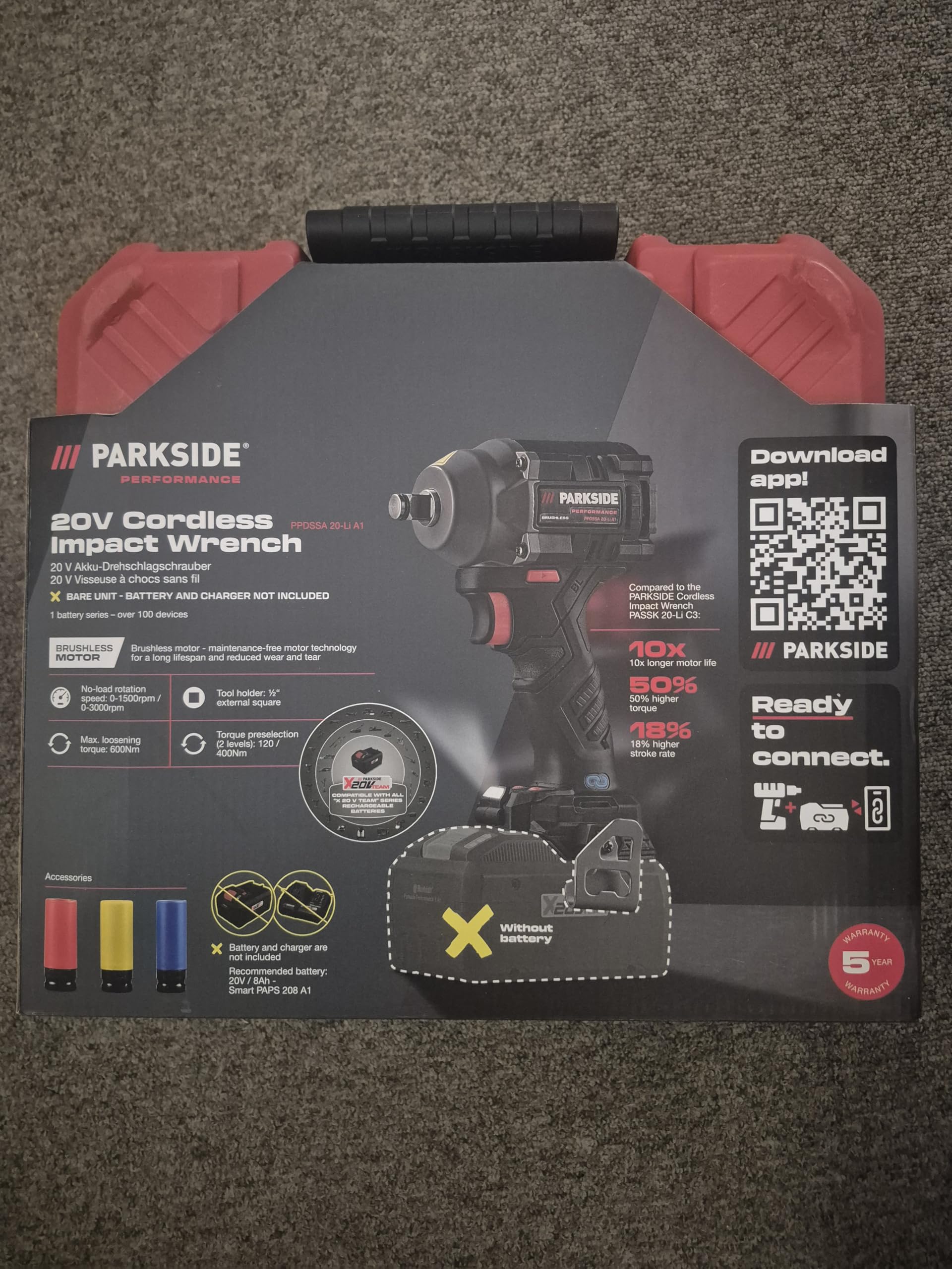 Parkside Performance PPDSSA 20 Vissatrice a impulsi senza fili 20-Li, 20 V con custodia e 3 punte in acciaio