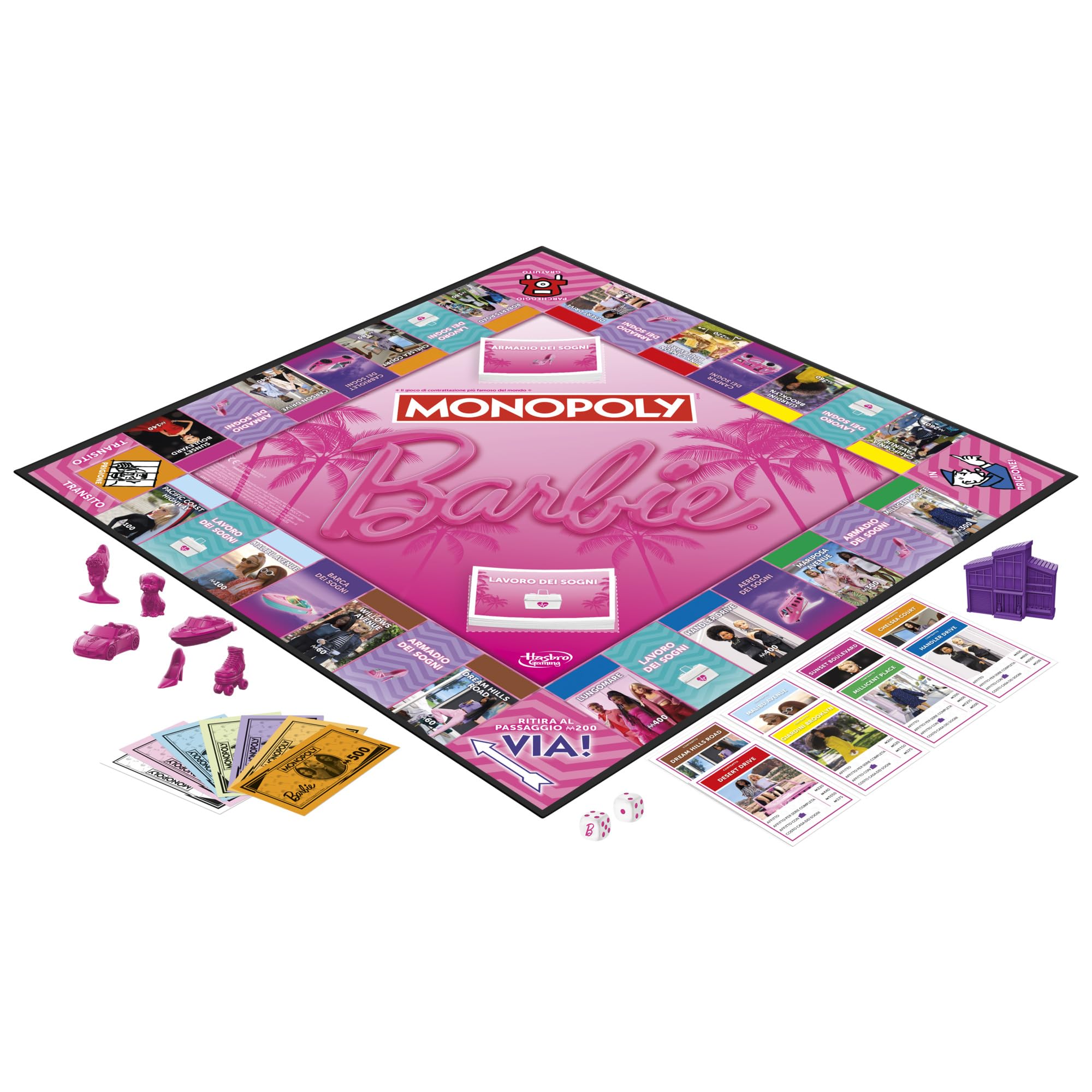 Hasbro Gaming Monopoly - Barbie Edition - Jeu de société pour Enfants et Filles à partir de 8 Ans - Jeu de Famille pour 2 à 6 Joueurs, Détails de Couleur Rose