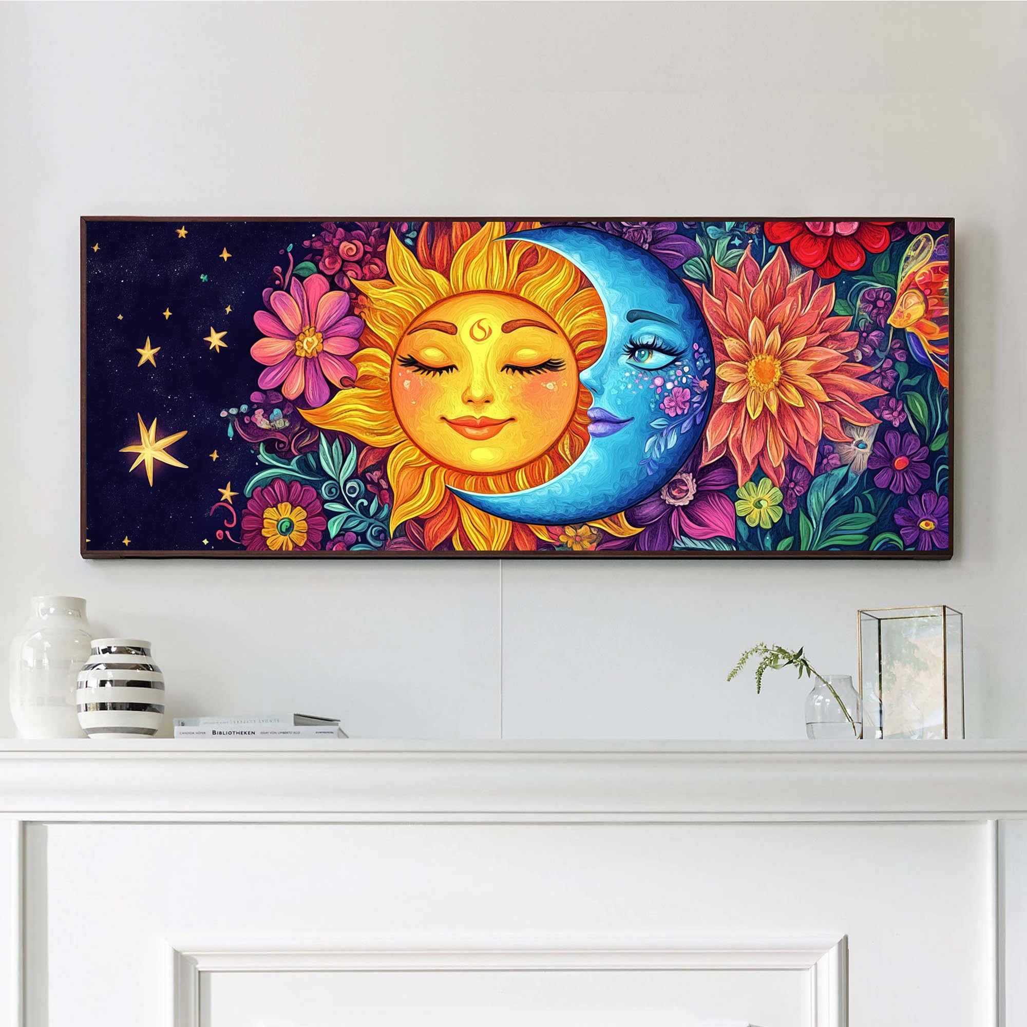 VAIIEYO 5D DIY Sun Large Diamond Painting Kit, Large Diamond Art for Adults Moon, Paint with Round Full Drill Crystal Rhinestone Diamonds Gem Art for Home Wall Decoration Gift 12X31Inch