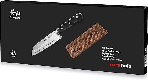 Miniatura 6 de Cangshan TV2 Series 1022988 Juego de cuchillos Santoku y funda de madera forjados de acero 14C28N sueco de 5 pulgadas
