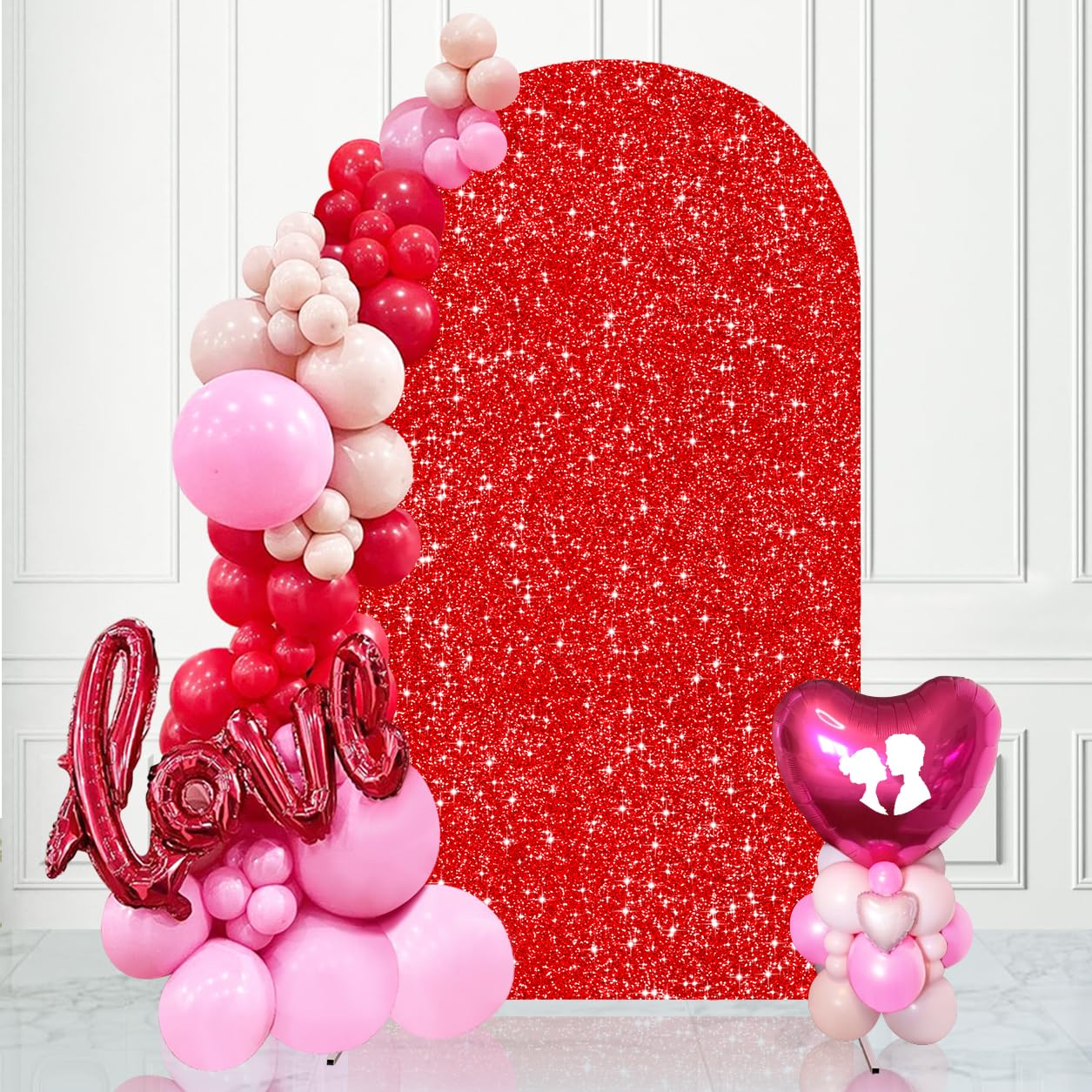 Sequin Red Arch Cover 7.2Ft Arch Background Cover Party Arch Backdrop Cover Independence Day for Wedding Bridal Shower Birthday Banquet Decor