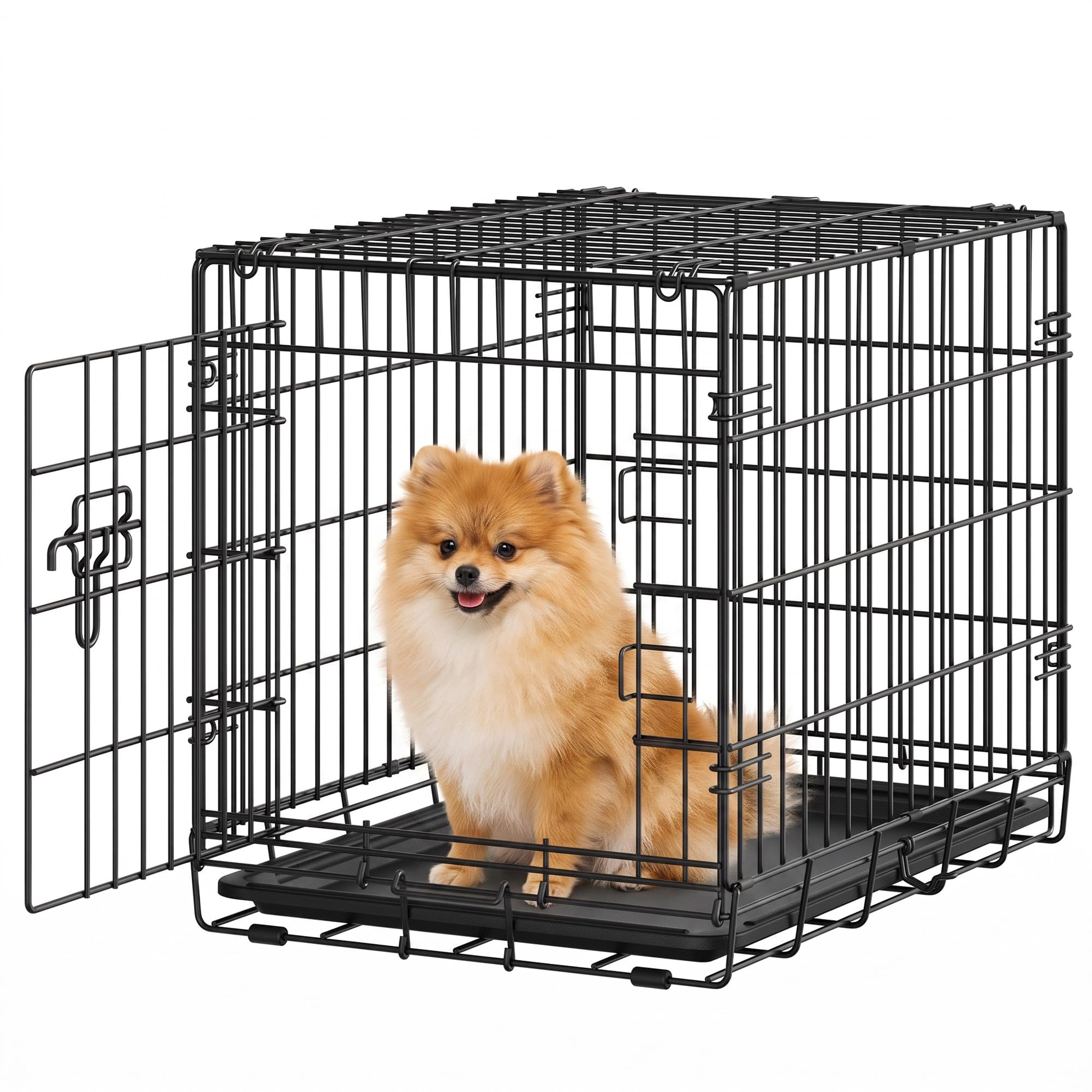 Feandrea Gabbia per Cani, 1 Porta, Pieghevole, 61,5 x 44 x 50 cm | Box Cani per Interno in Metallo con Vassoio, Montaggio Senza Attrezzi, Nero Inchiostro, Collezione Dack, PPD010BH01