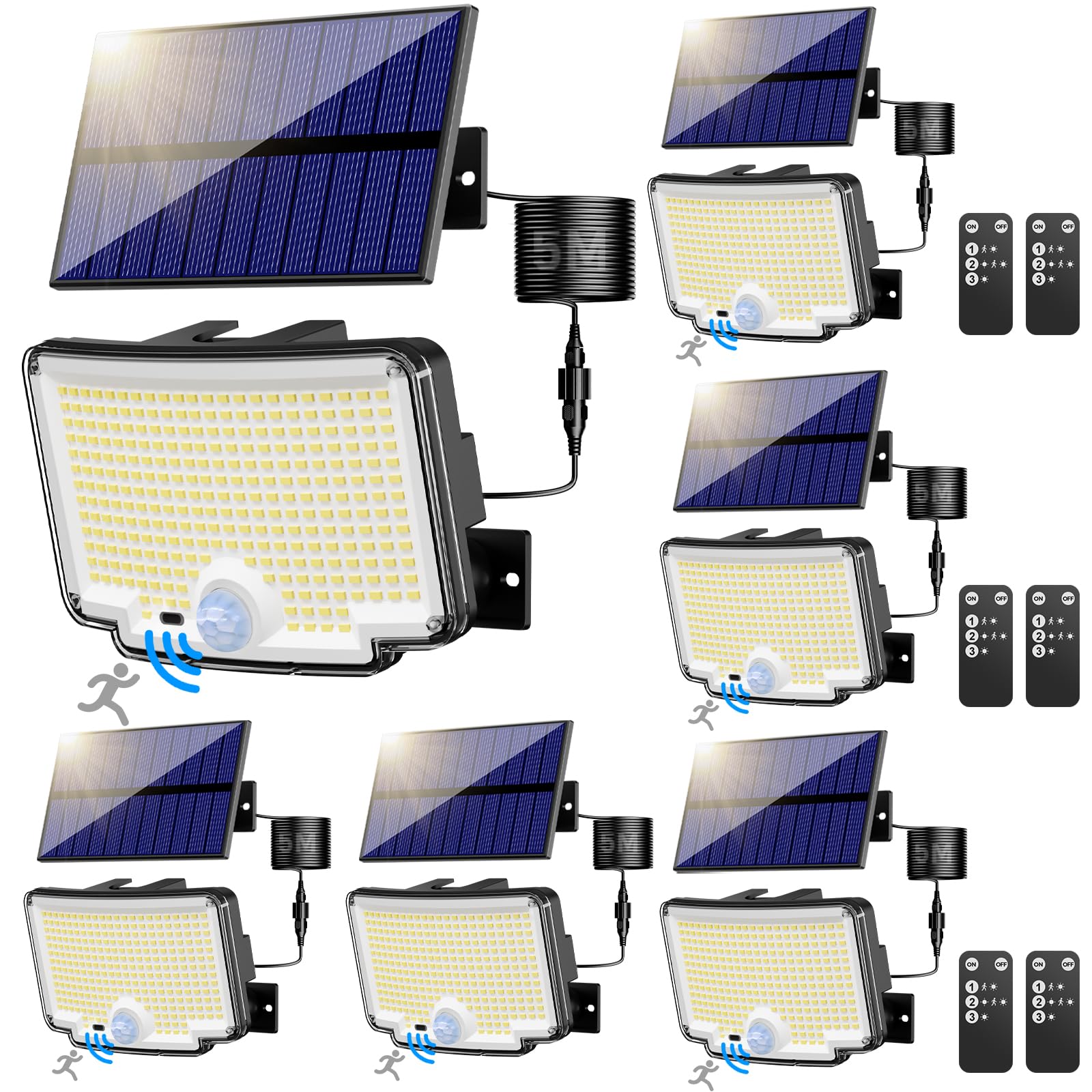 nipify Solarlampen für Außen mit Bewegungsmelder, 310 LED 3 Modi Solarleuchte Aussen