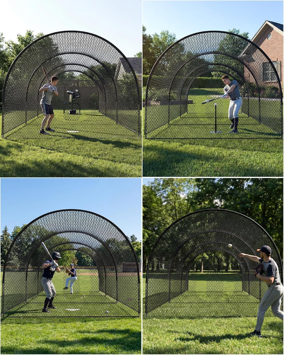 Baseball Schlagnetz 32FT, tragbarer Batting Cage mit Zielbereich, für Baseball, Softball, Schlagtraining, Wurftraining, Heimtraining im Garten, Schwarz,Größe: 32x12x8ft