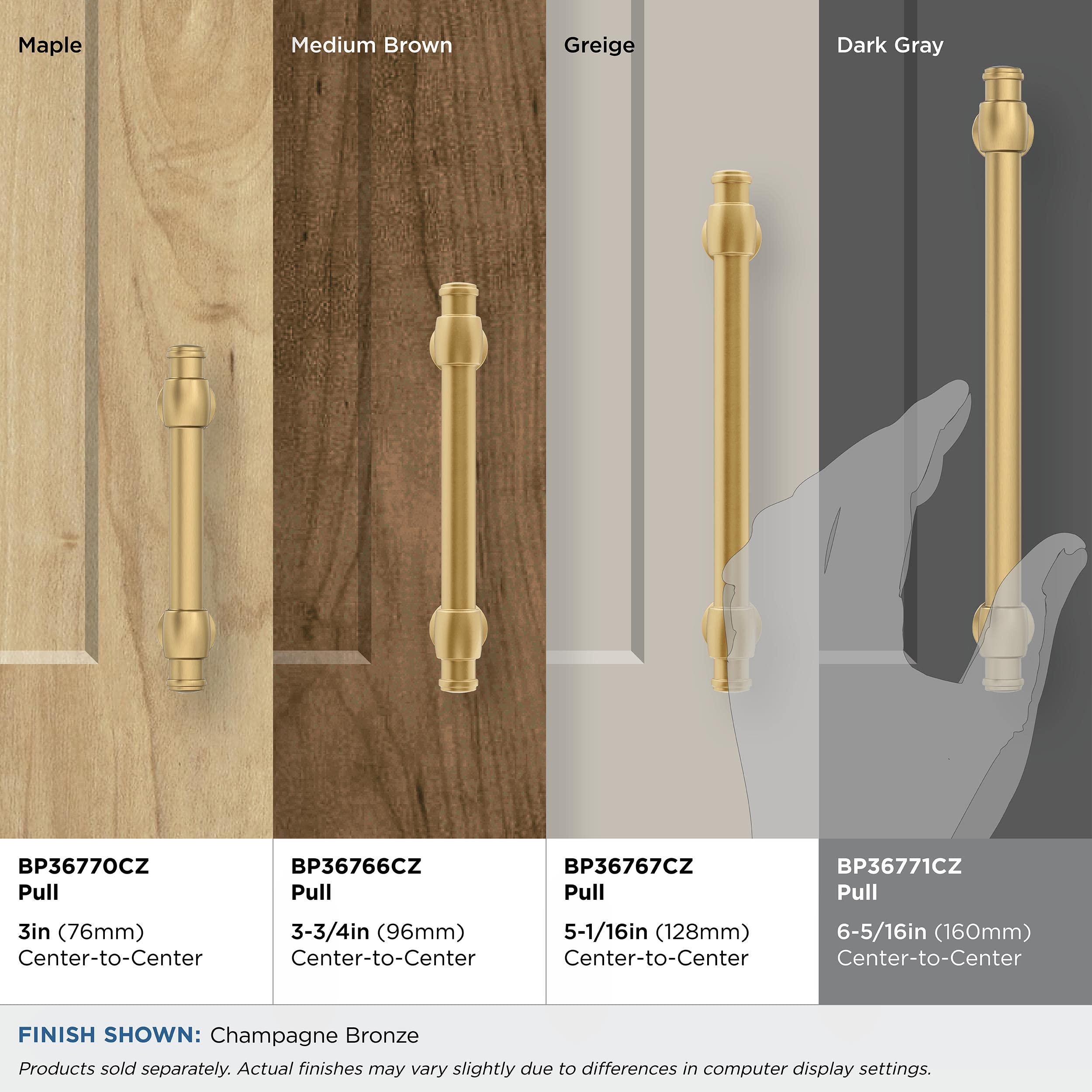 Amerock BP36771CZ Winsome Cabinet Pull, Champagne Bronze, 6-5/16 inch (160mm) Center-to-Center - Image 3