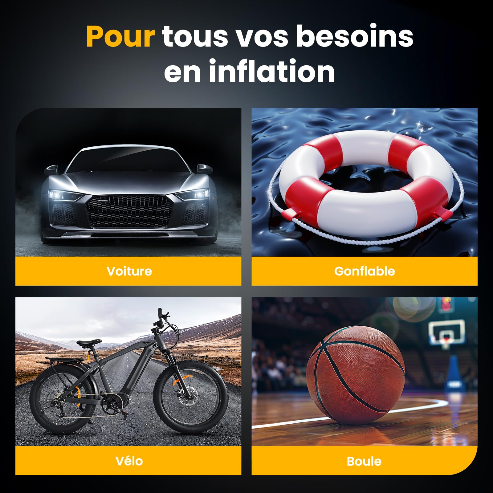 Gonfleur Pneus Voiture, Compresseur à Air Portatif, Gonfleur Pneus 12V, Compresseur Voiture 150 PSI, Pression Pneu Préréglée et Arrêt Automatique, pour Voiture/Vélos/Motos/Ball, St-Valentin