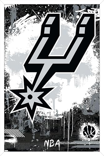 Trends International NBA San Antonio Spurs - Póster de pared Maximalist Logo 23, 14.72 x 22.37 pulgadas, versión enmarcada en blanco