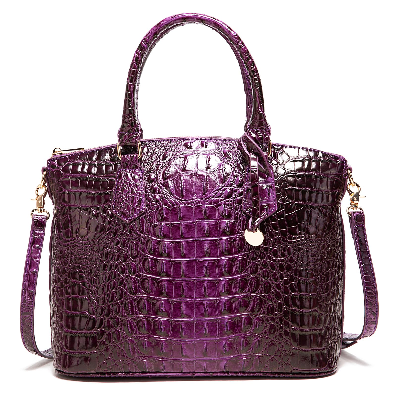 Makcr Joacbv Crocodile Handbag for Women, Satchel Purse with Shoulder Strap | Embossed vegan leather tote with a bold crocodile-pattern texture, rich color depth, dual top handles, and a roomy interior.