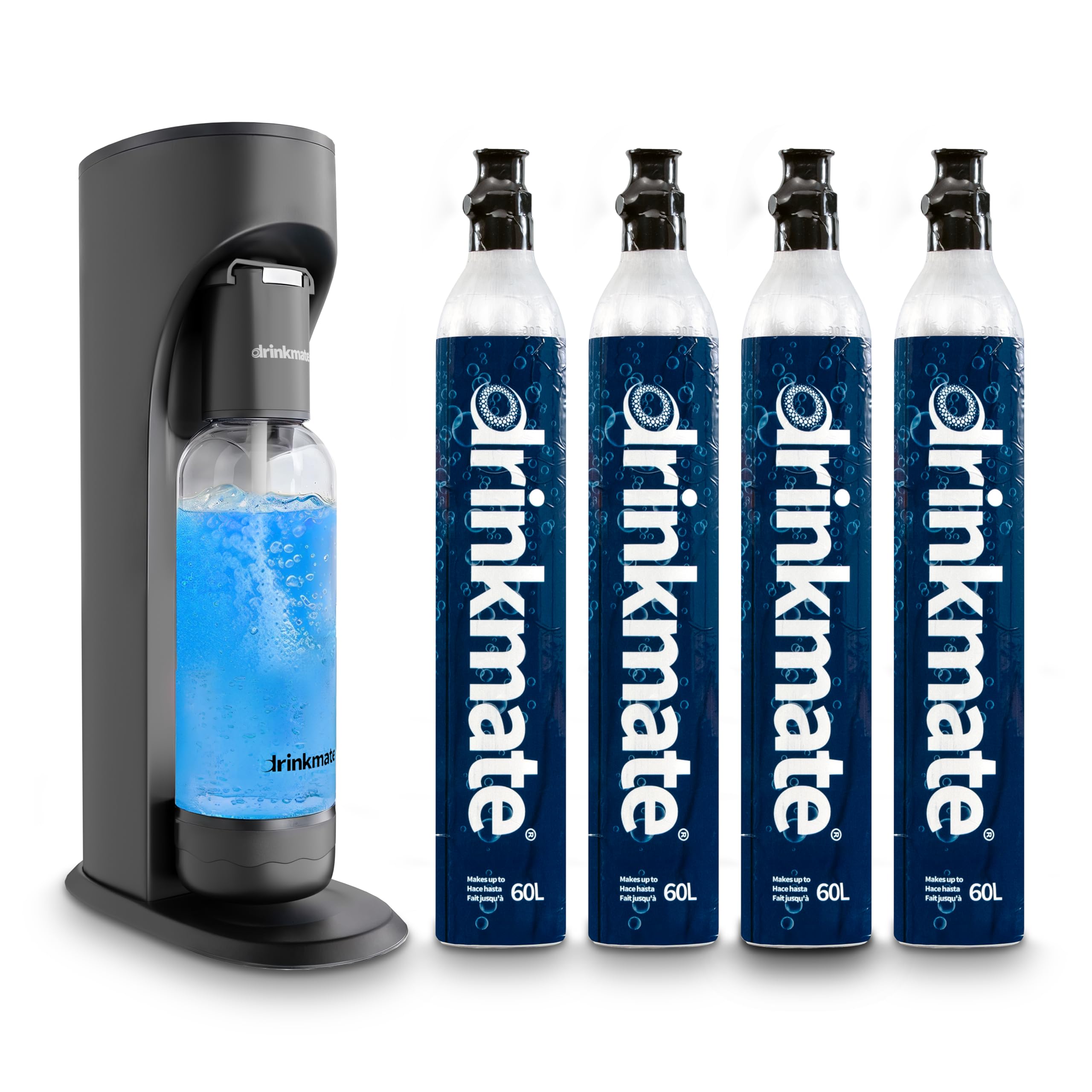 OmniFizz Machine à eau pétillante et à soda, gazéifie n'importe quelle boisson, lot de quatre cylindres