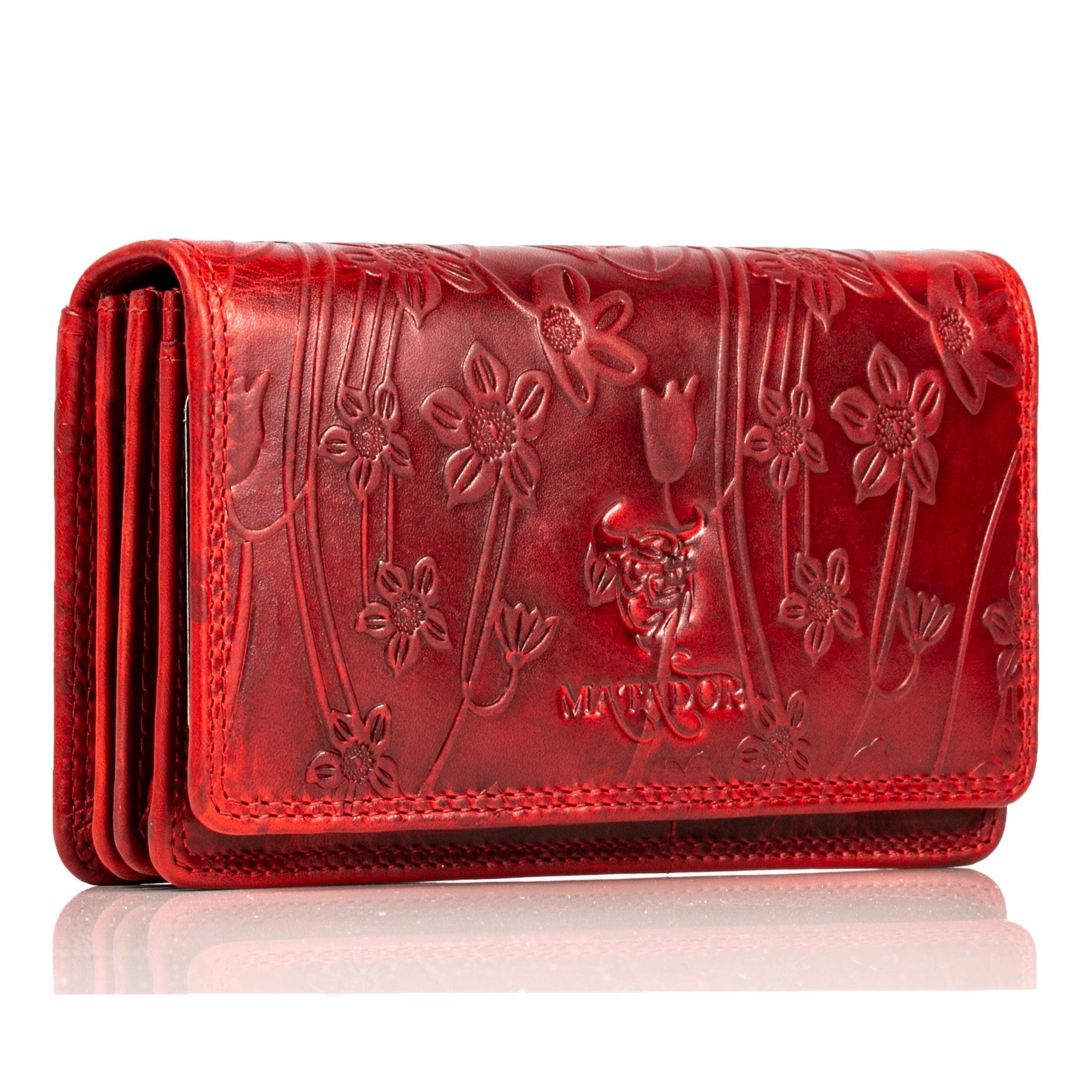 MATADOR Porte Monnaie Femme Cuir #VENEDIG avec Noble Boîte Cadeau, Portefeuille de Luxe avec RFID, Portefeuille Femme avec de Nombreux Compartiments à Cartes