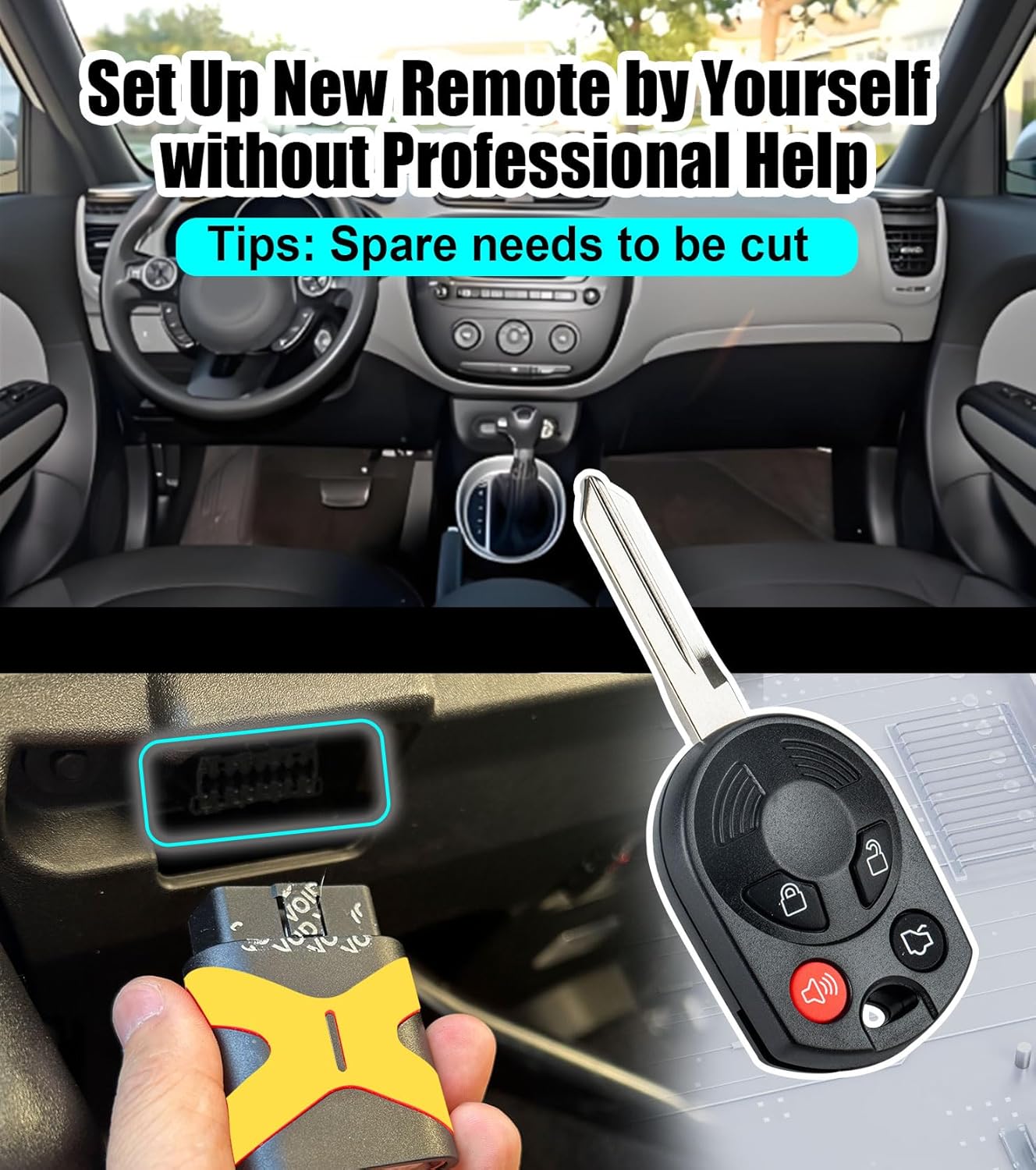 2PCS DIY Programming Uncut Car Key Fob 80 BIT Replacement for 2007-2012 Ford Edge/Escape/Lincoln MKS with FCC: OUCD6000022 (OUCD6000022/4 BTN DIY Programming car Key fob)