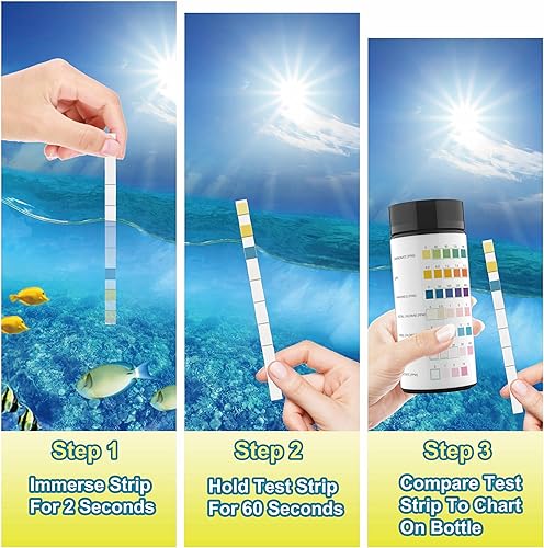 Miniatura 2 de Tiras de prueba de calidad del agua para estanques de peces 7-1, incluyendo 100 tiras de prueba rápidas y precisas para estanques de peces, que