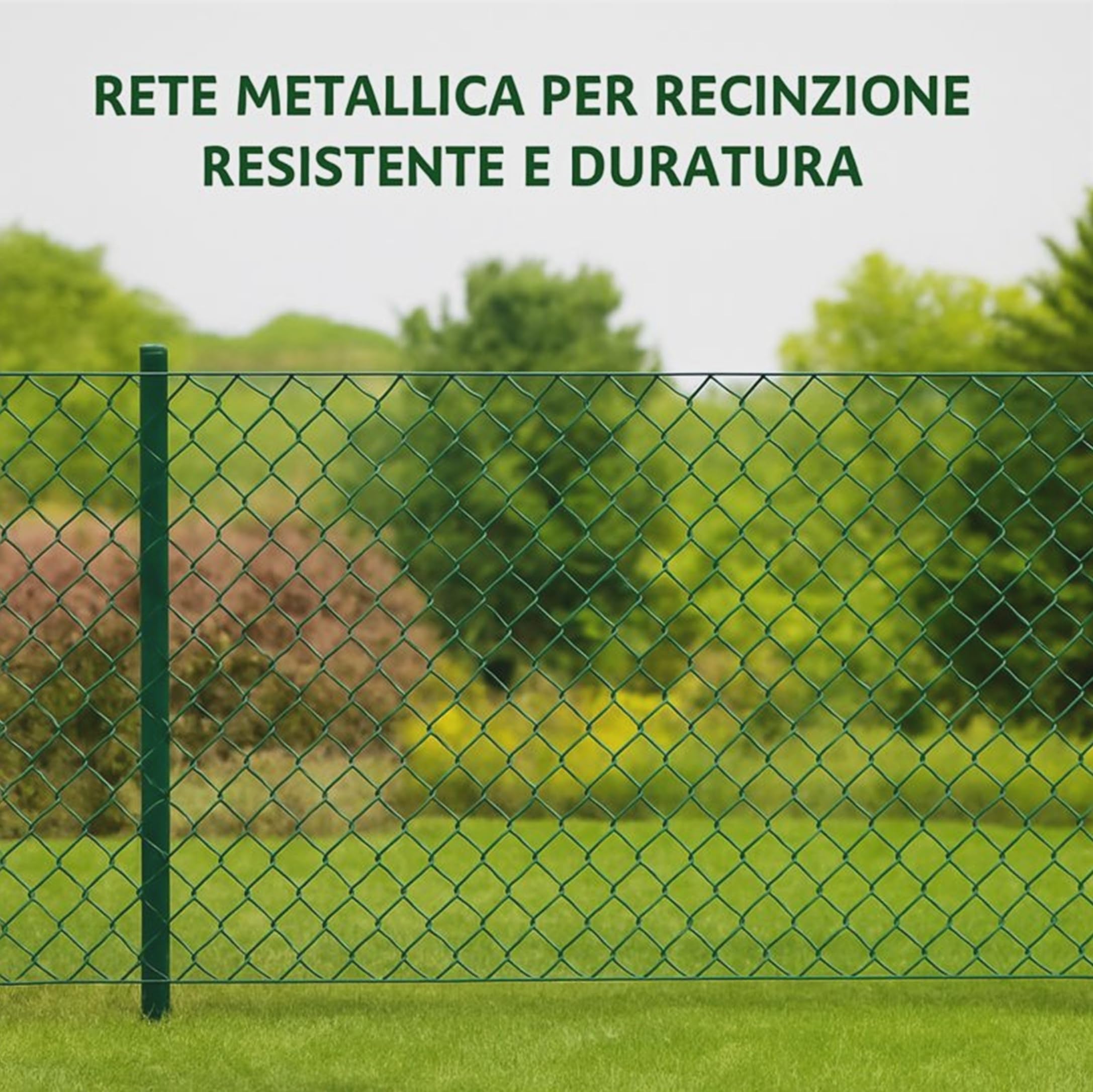 SERVICEWEBSHOP | Rete Metallica Plastificata Verde per Recinzione Giardino – Maglia 50x50 – Rotolo 25 m – Zincata Antiruggine (H 100 cm)