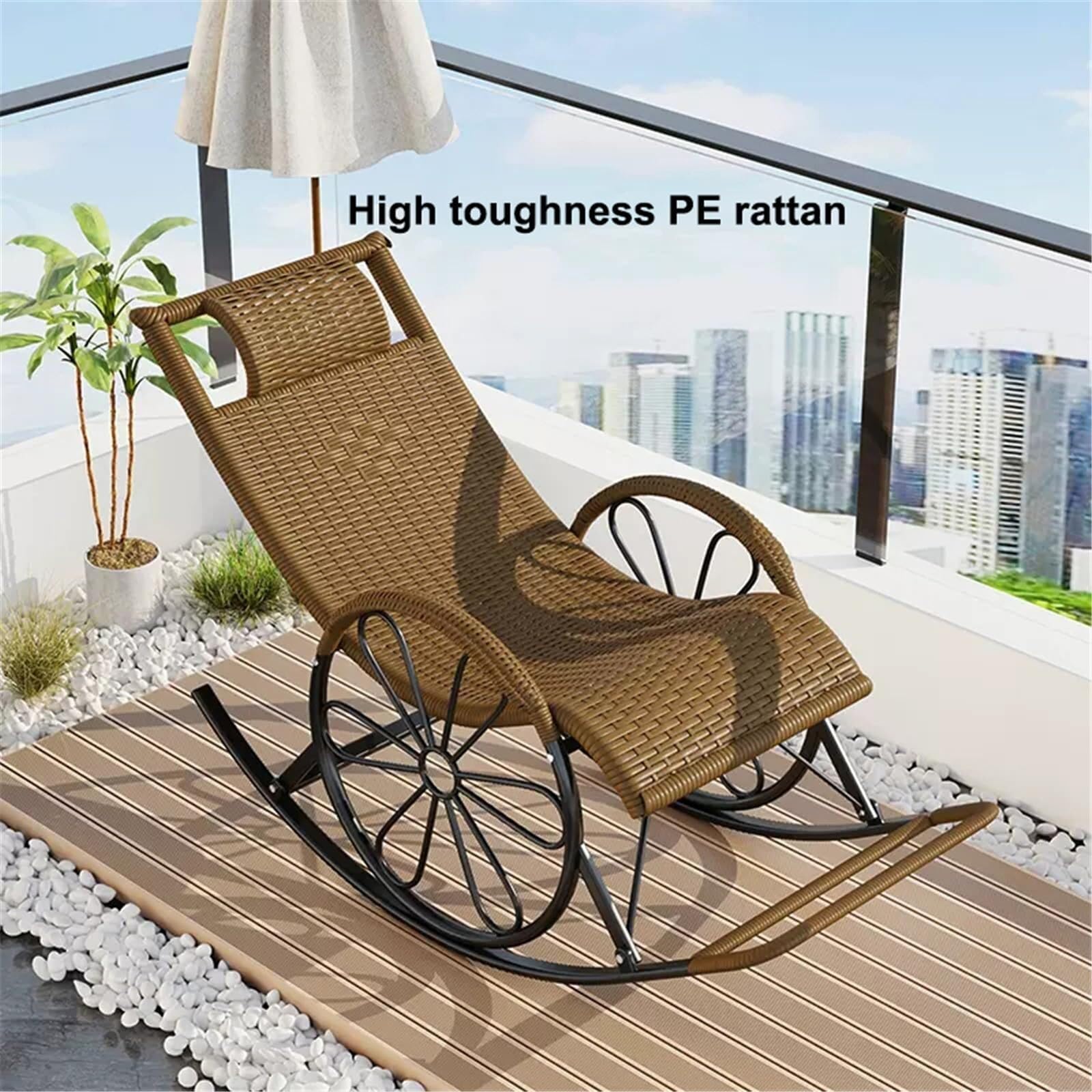 Amazon.com: YXCUIDP PE Rattan Rocking Chair with Steel Frame,All