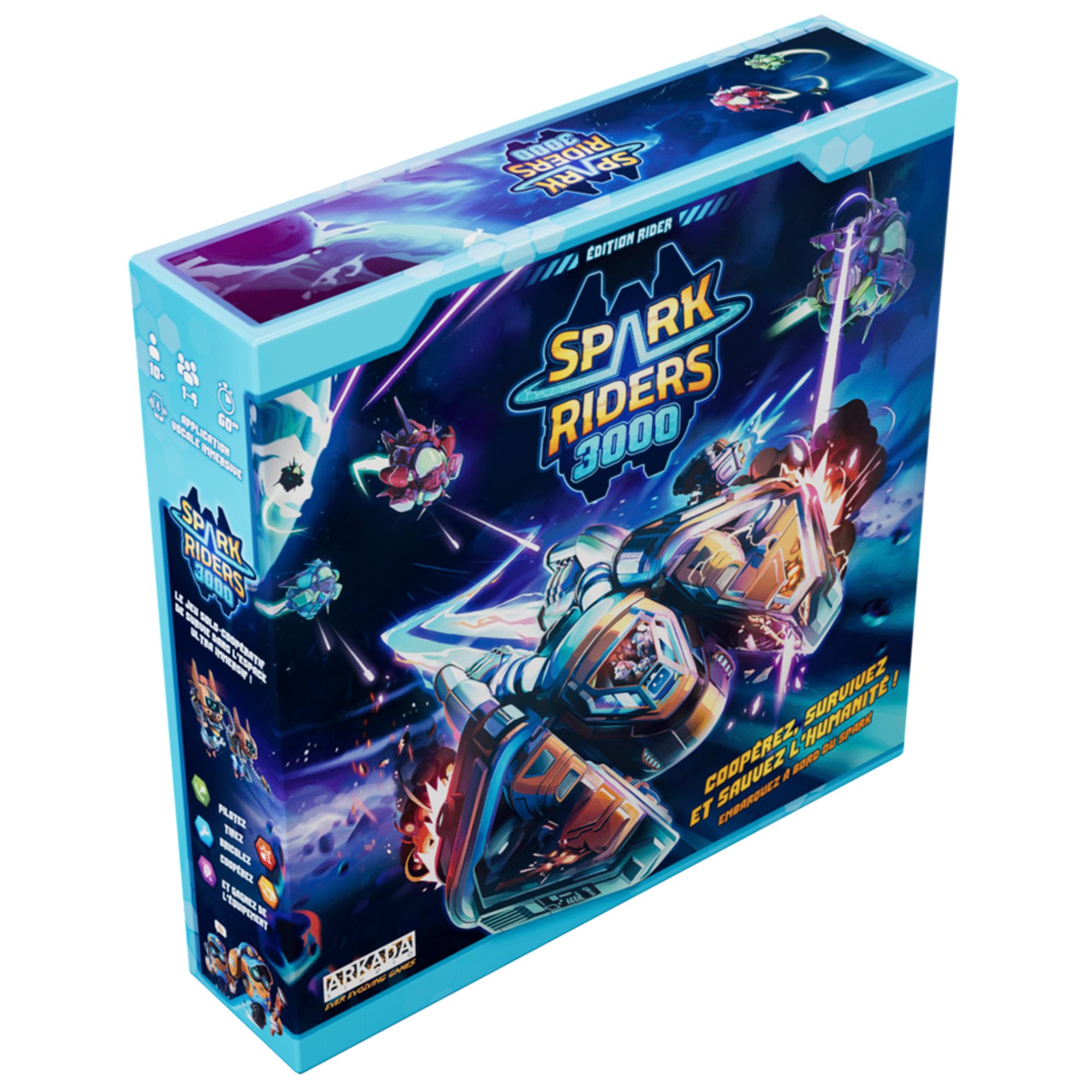 Spark Riders 3000 - Edition rider - Survival galactique coopératif | Explorez, Réparez votre vaisseau, combattez les aliens avec votre IA de bord | 1-4 joueurs | 10 ans +, 60 min | En solo ou équipe !