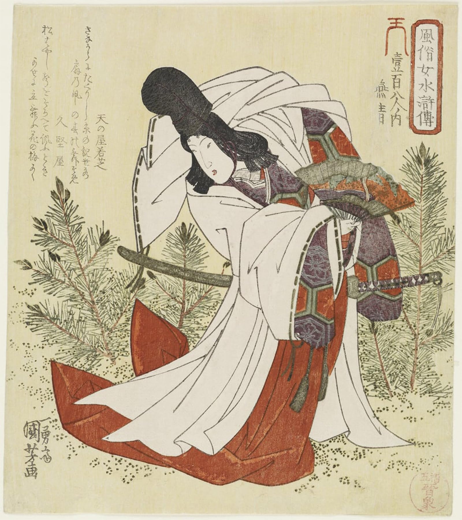 ARTXLXXBN Famous Painting Art Wall Decor Abstract Art Picture Ensei by Utagawa Kuniyoshi Animal Pictures for Home Decor 60x90cm