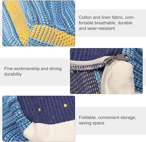 Miniatura 5 de UPKOCH Taburete cuadrado hecho a mano, otomano, cojín de piso de almacenamiento, para sala de estar, dormitorio, cojín de lino de algodón, cojín de