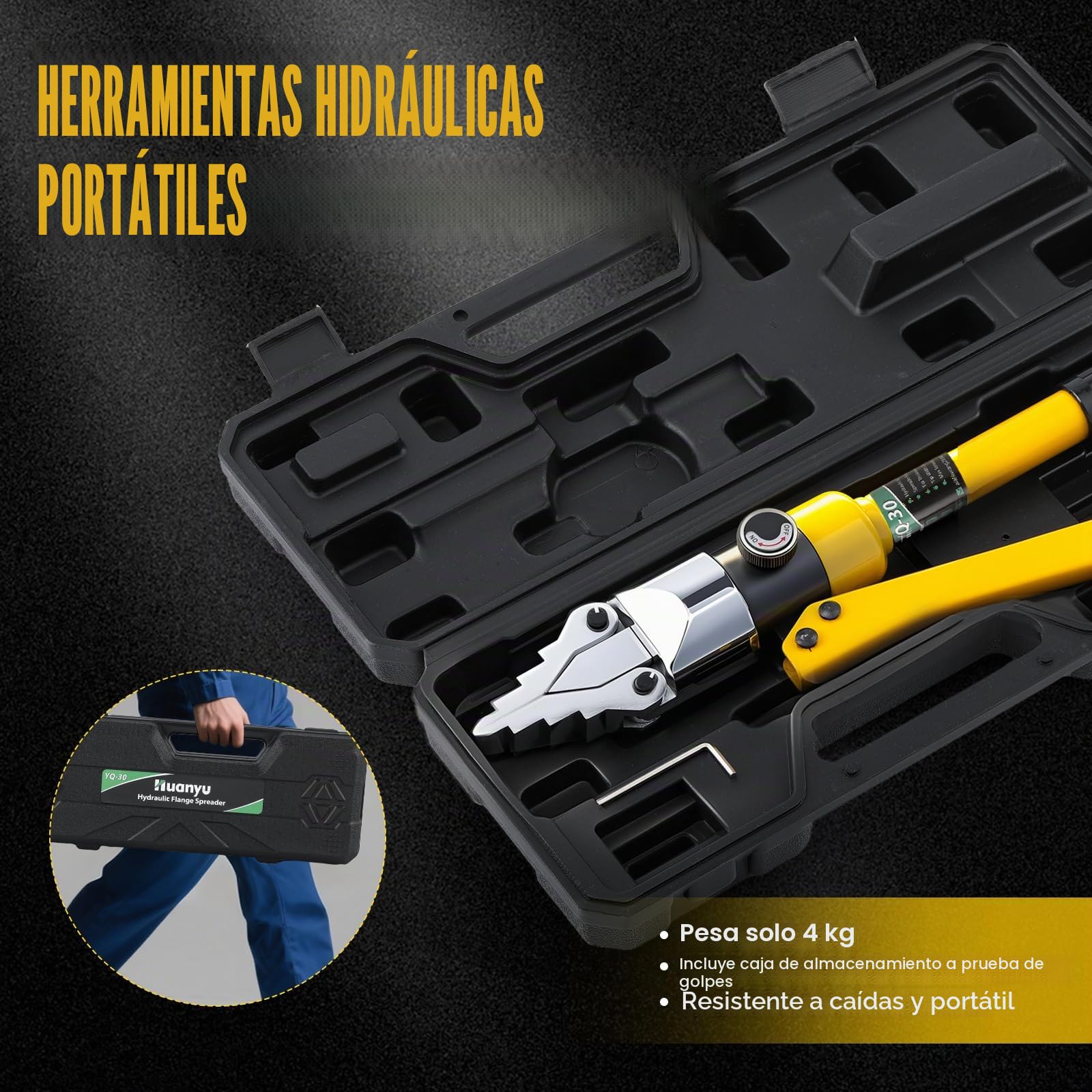 Huanyu Separador hidráulico de bridas 8T Presión Portátil Separador hidráulico de bridas Expansión máxima 30mm Ahorro de trabajo para el mantenimiento de tuberías de construcción (YQ-30)