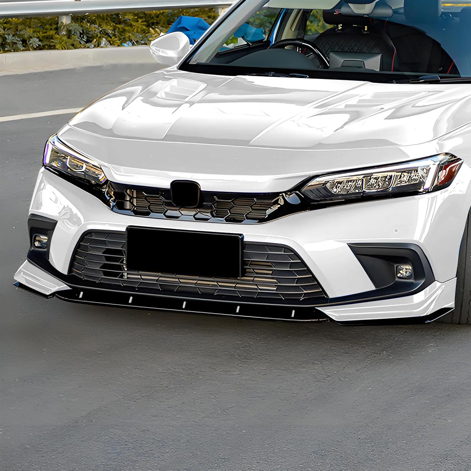 Car Front Bumper Lip Compatible with Honda Civic 2022 2023 2024,11th Gen Civic Front Splitter Spoiler Air Dam Lower Chin,Black&White