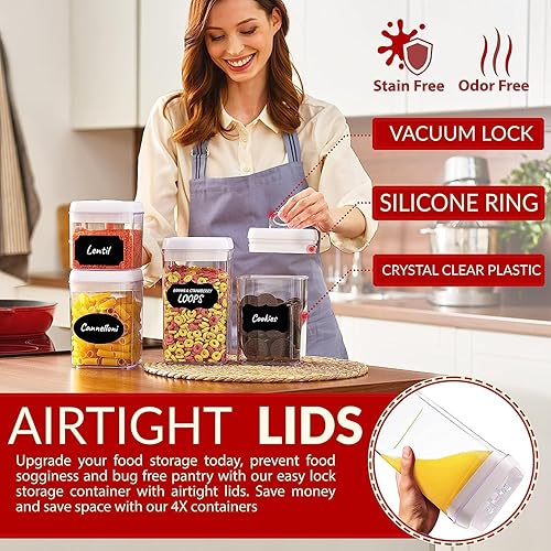 Miniatura 2 de BPC Contenedores de cocina apilables de plástico transparente para almacenamiento de productos secos, harina, azúcar, alimentos para mascotas,