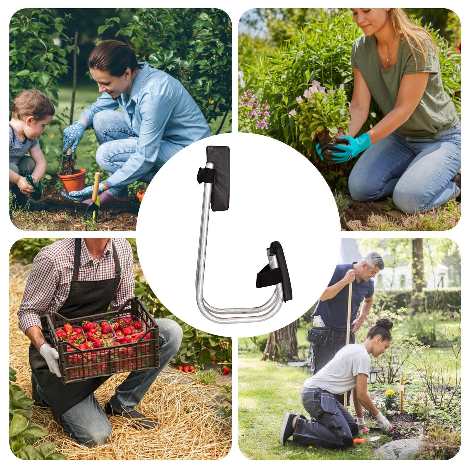 GOPLUS Banc De Jardin à Genoux Et Assis, Siège De Jardin Portable Avec